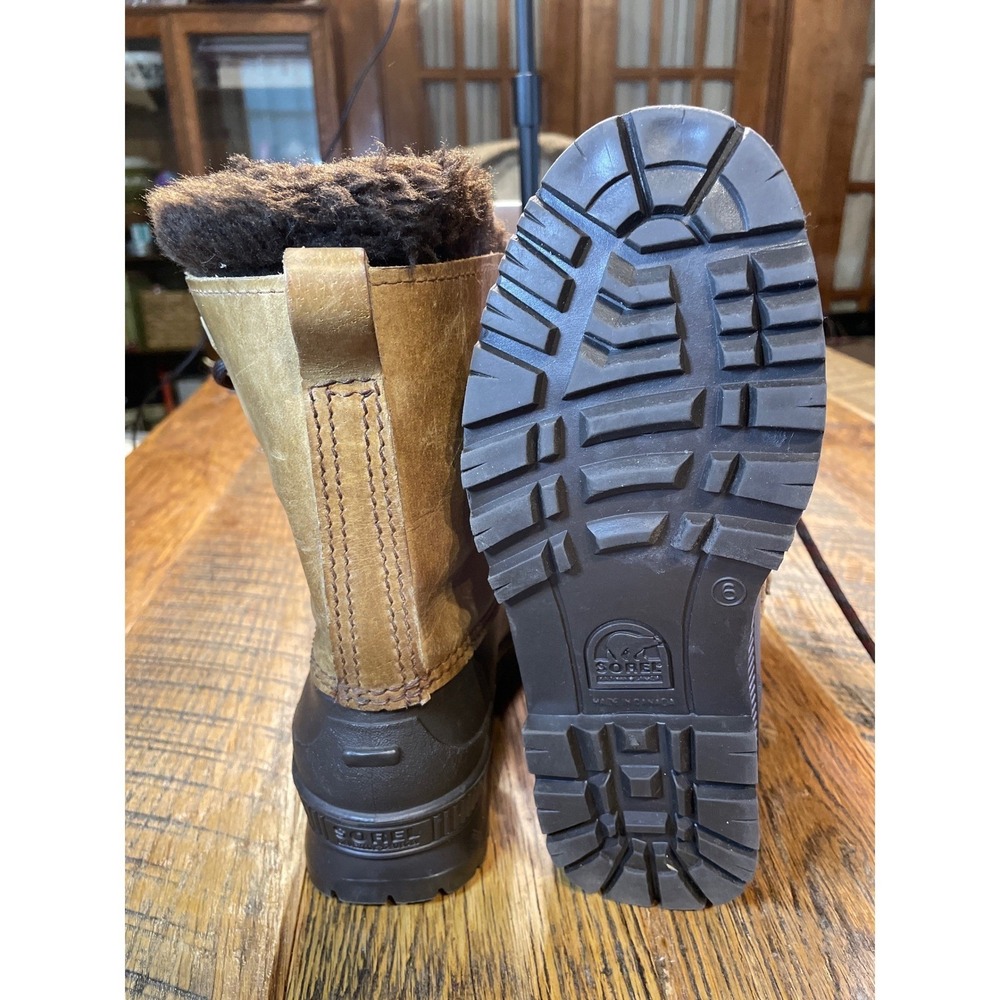 Vintage Sorel Badger Leather Winter Boots Made in Canada Brown Womens Size 6 Ski